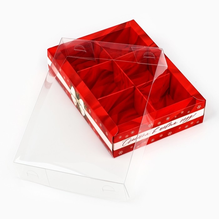 Коробка под 6 конфет с ячейками «Новогодний бант», 10 х 14.5 х 3 см, Новый год Коробка под 6 конфет с ячейками «Новогодний бант», 10 х 14.5 х 3 см, Новый год