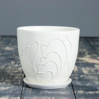 Горшок для цветов &laquo;Кураж овал №3&raquo;, керамический, с поддоном, 1.5 л, белый