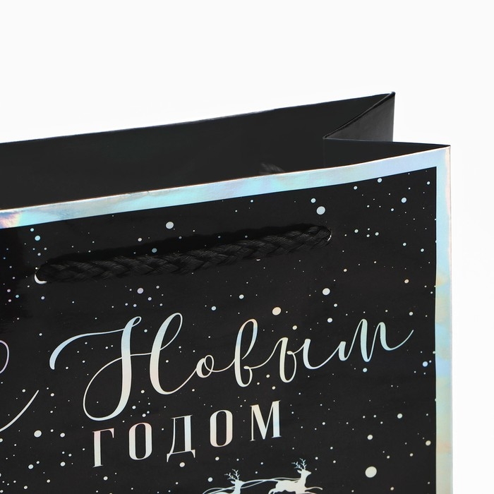 Пакет голографический вертикальный &laquo;Зимний лес&raquo;, S 12 х 15 х 5.5 см , Новый год