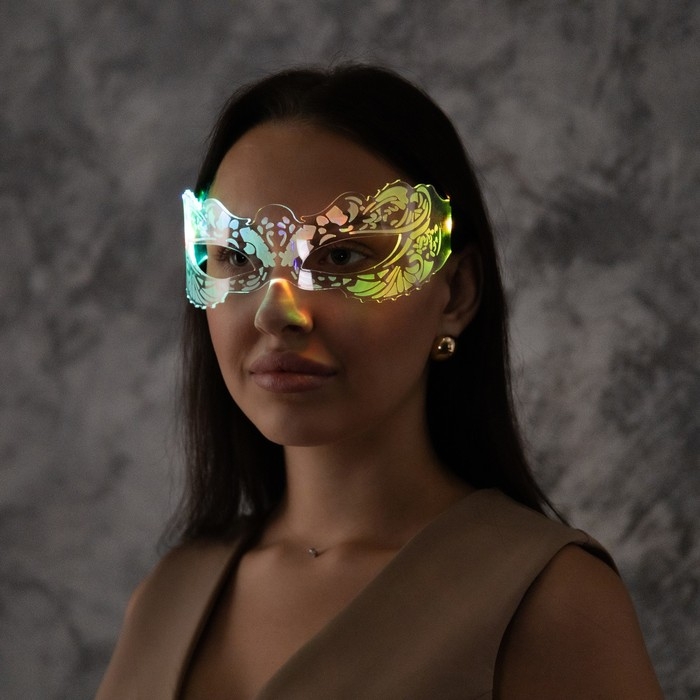 Светодиодные очки Светодиодные очки "Маскарад", 16.5x7x15,5 см, CR2032x2 (в компл.), 3 режима, RGB