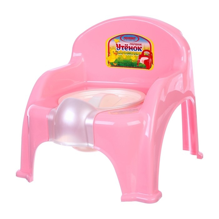 Горшок детский &laquo;Утенок&raquo; с крышкой, светло-розовый / белый 310х295х280мм