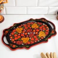 Поднос &laquo;Хохлома&raquo;, овал, ручная роспись, 41х25см