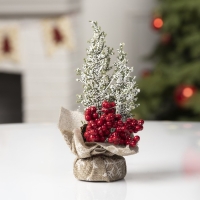 Светодиодная фигура &laquo;Ёлочка в снегу&raquo;, 10 &times; 19 &times; 5 см, пластик, батарейки CR2032х2 (в комплекте), свечение белое