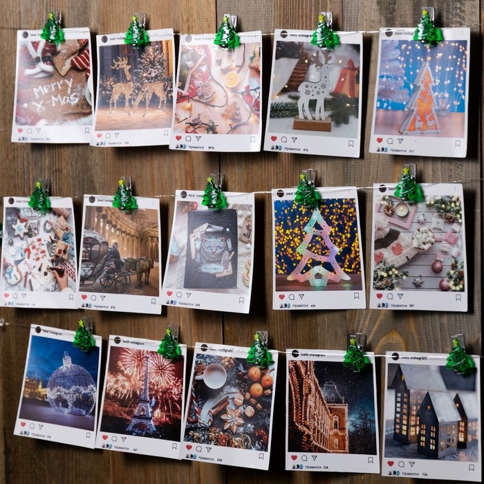 Гирлянда &laquo;Нить&raquo; 2 м роса с насадками &laquo;Прищепки-ёлки&raquo;, IP20, серебристая нить, 20 LED, батарейки ААх2 (нет в комплекте), свечение тёплое белое