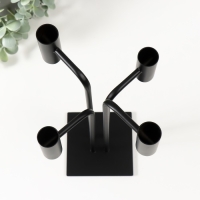 Подсвечник металл на 4 свечи "Городские фонари" d=2 см чёрный 17,5х17,5х33 см