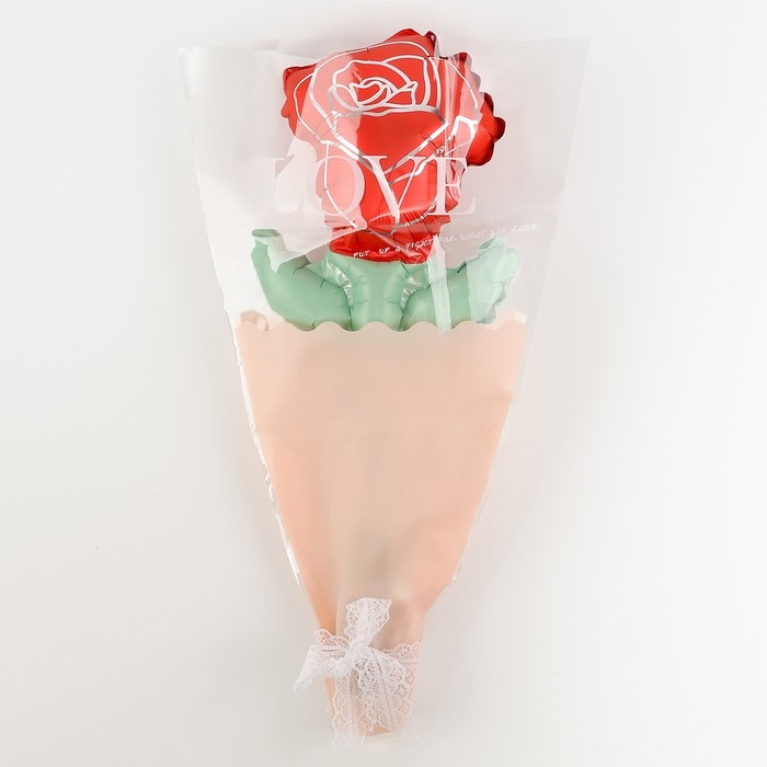 Шар фольгированный 12" &laquo;Красная роза на палочке&raquo;, мини букет