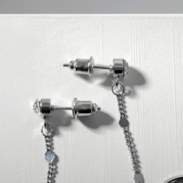 Серьги висячие со стразами &laquo;Чувства&raquo; кольца, цвет белый в серебре, 5,5 см