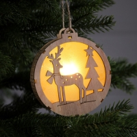 Ёлочная игрушка &laquo;Оленёнок в лесу&raquo;, от батареек, свечение тёплое белое