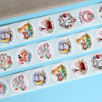 Новый год. Набор наклеек в рулоне "Животные", 500 шт, 2,5 х 2,5 см