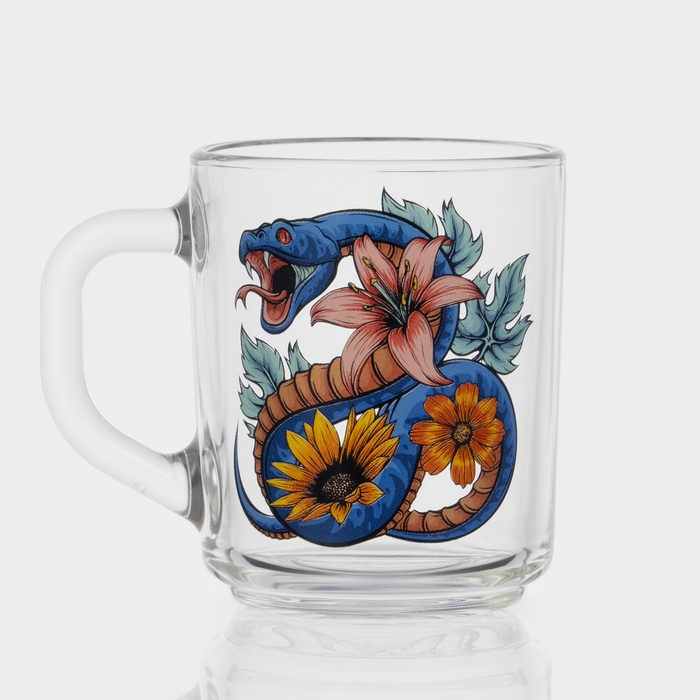 Кружка стеклянная чайная &laquo;Цветы и змеи&raquo;, 200 мл, МИКС