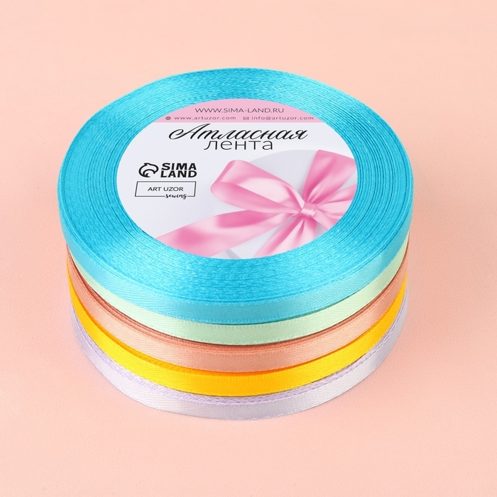 Набор атласных лент &laquo;Весенний&raquo;, 5 шт, размер 1 ленты: 6 мм &times; 23 &plusmn; 1 м