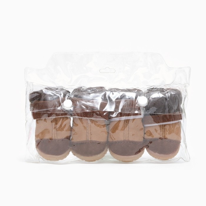 Ботинки высокие с чулком, набор 4 шт, размер 4 (подошва 5 х 4,5 см), коричневые