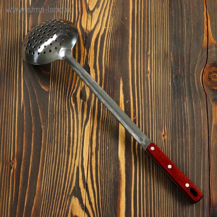 Шумовка для казана узбекская 46см, глубокая, с деревянной ручкой