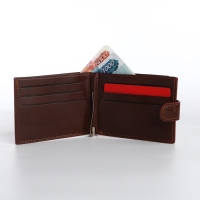 Зажим для купюр на кнопке, цвет коричневый Зажим для купюр на кнопке, цвет коричневый