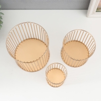 Подсвечник металл на 1 свечу "Нимбус" набор 3 шт золото 8х10, 12х13, 15х17 см