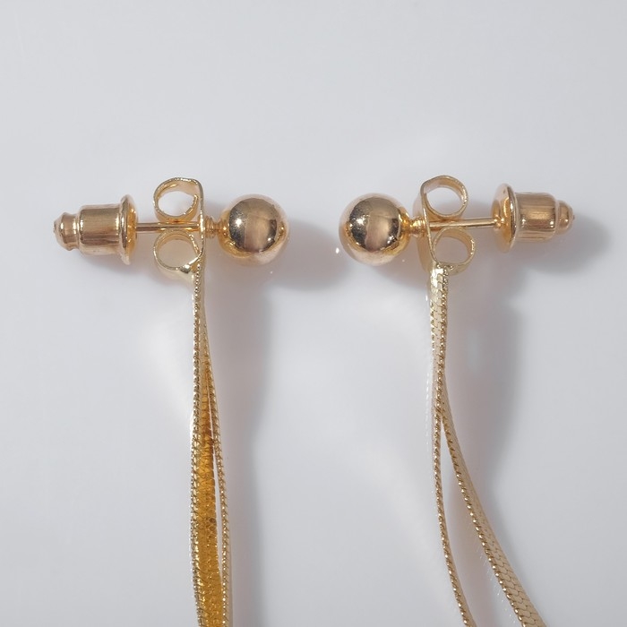 Серьги висячие &laquo;Изящество&raquo; плоские нити, цвет золото, 15 см