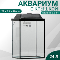 Аквариум "Колонна" с крышкой, 24 литра, 28 х 21 х 40/45,5 см, чёрный