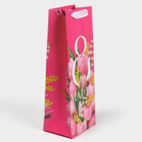 Пакет подарочный под бутылку, упаковка, &laquo;С 8 марта!&raquo;, 13 х 36 х 10 см