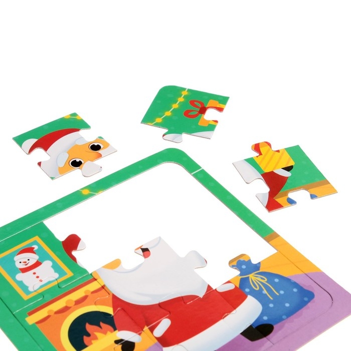 Пазлы 4 в 1 &laquo;Новогодний праздник&raquo;, 4, 6, 9, 12 элементов