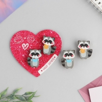 Набор парных значков &laquo;Енотики&raquo;, 2 шт., 9,5 х 8,7 см