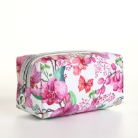 Косметичка на молнии, цвет белый/розовый Косметичка на молнии, цвет белый/розовый