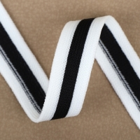 Тесьма трикотажная лампас 15 мм, 9,1 ± 0,5 м, цвет белый/чёрный Тесьма трикотажная лампас 15 мм, 9,1 ± 0,5 м, цвет белый/чёрный