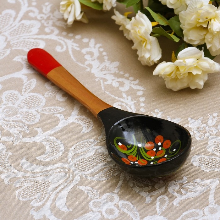 Ложка &laquo;Чернушка&raquo;, салатная, 6&times;21, хохлома