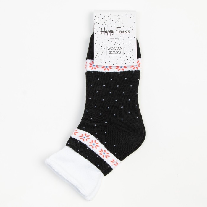 Носки женские махровые &laquo;Снежинки&raquo;, цвет черный, размер 23-25