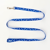 Комплект капроновый "Косточки и лапки", поводок 120 х 1,5 см, ОГ 30-44 см, синий