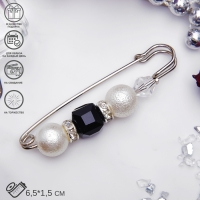 Булавка &laquo;Кубик&raquo; 6,5 см, цвет бело-чёрный в серебре