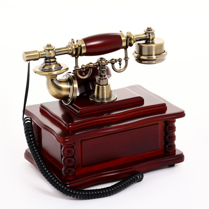 Ретро-телефон с выдвижным ящиком, темное дерево, 16х23х25 см Ретро-телефон с выдвижным ящиком, темное дерево, 16х23х25 см