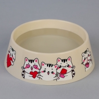 Миска пластиковая &laquo;Милые котята&raquo;, бежевая, 300 мл