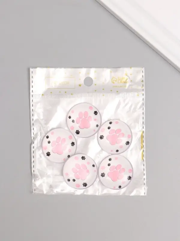 Кабошон стекло для творчества "Круг. Следы кошки" 3х3 см