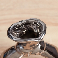 Керамическая ваза декоративная настольная &laquo;Шейн&raquo;, для цветов, сухоцветов, d отв.- 3 см, 19&times;15 см, серебро