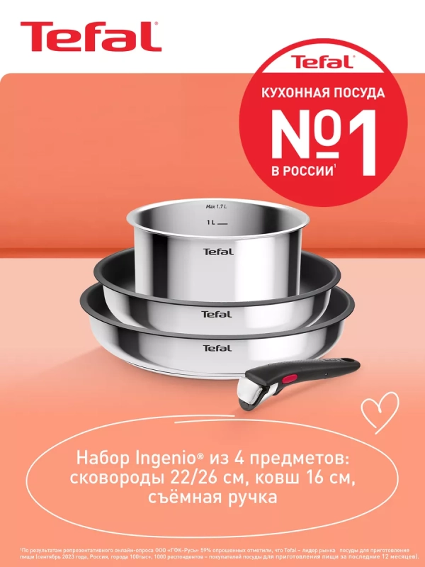 Набор посуды со съемной ручкой Ingenio Cook Eat