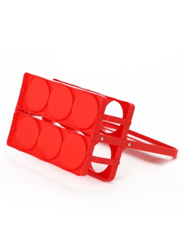 Переноска, подставка для 6 бутылок, 33 х 27,2 х 18 см, внутренний диаметр 7,8 см, красный