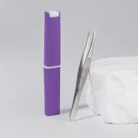 Пинцет прямой, узкий, 9 см, в футляре, МИКС