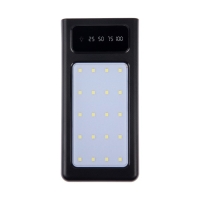 Внешний аккумулятор 485, 10000 мАч, кабели Type-C/Lightning/MicroUSB, фонарь, чёрный