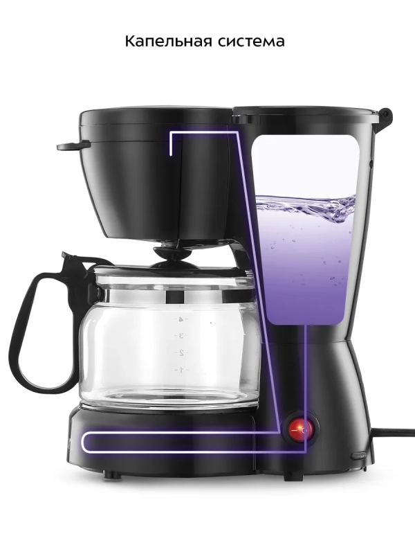 Кофеварка капельная электрическая КТ-7487 - 550 Вт - 0.75 л
