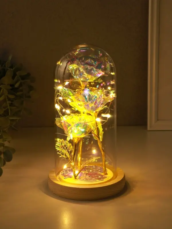 Сувенир свет "3 розы в колбе" LED 3хААА серебристый 11х11х22 см