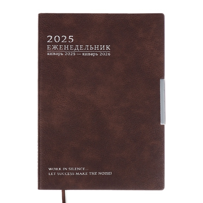 Еженедельник датир 2025г мягк обл иск кож А6+ 80л ESCALADA, тис ф, кр бл 70 г/м&sup2;, кор-ый