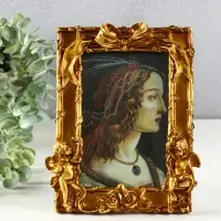 Фоторамка полистоун 10х15 см "Ангелы с бантом" бронза 20х16,5х2,5 см