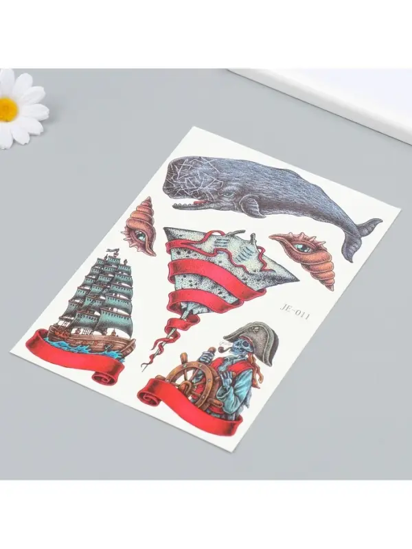 Переводные тату на тело цветные &laquo;Морские истории&raquo;, 21&times;14.8 см