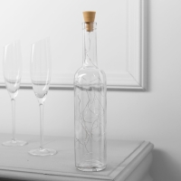 Гирлянда &laquo;Нить&raquo; 2 м роса с пробкой, IP44, серебристая нить, 20 LED, свечение красное, солнечная батарея