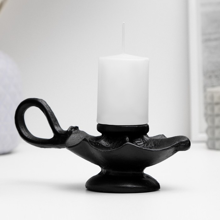 Подсвечник "Лампа" черный 6х7х15см