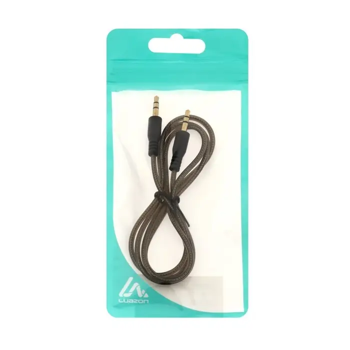 Кабель аудио AUX Luazon, Jack 3.5 мм(m)-Jack 3.5 мм(m), прозрачная оплетка, 86 см, чёрный