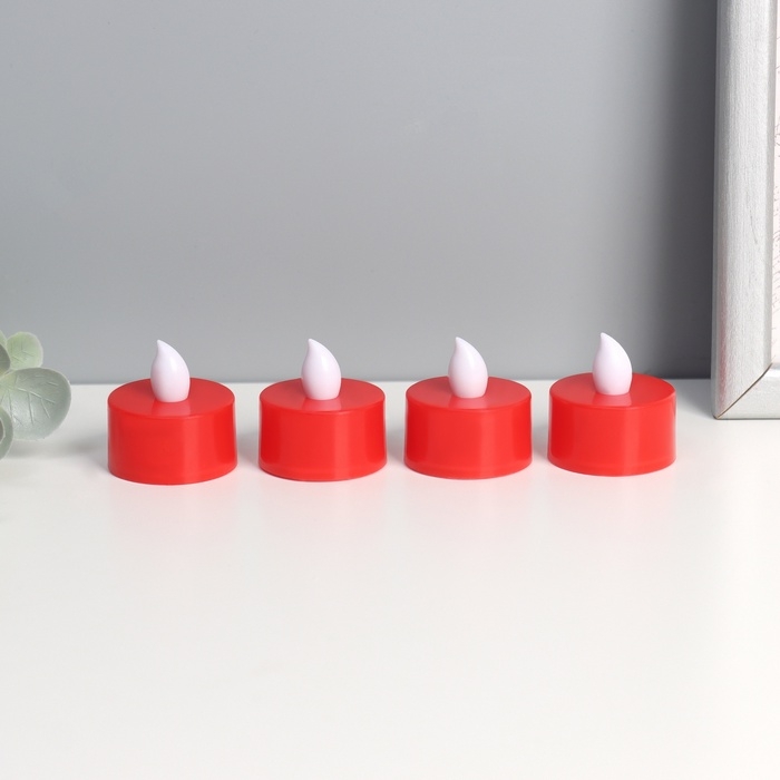 Светодиодные свечи, ночники LED RISALUX &laquo;Для жутких ритуалов&raquo; набор 4 шт., красные, RGB, 3.5&times;3.5&times;4 см