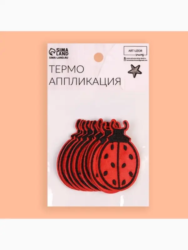 Термоаппликация &laquo;Божья коровка&raquo;, 5.7&times;3.5 см, красная