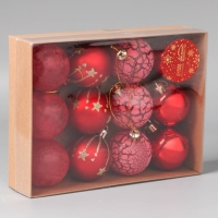 Набор шаров пластик d-5 см, 12 шт "Морозная ночь" красный