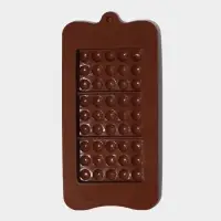 Форма для шоколада Доляна &laquo;Мини-шоколадки&raquo;, силикон, 22&times;11&times;1 см, 3 ячейки, коричневая